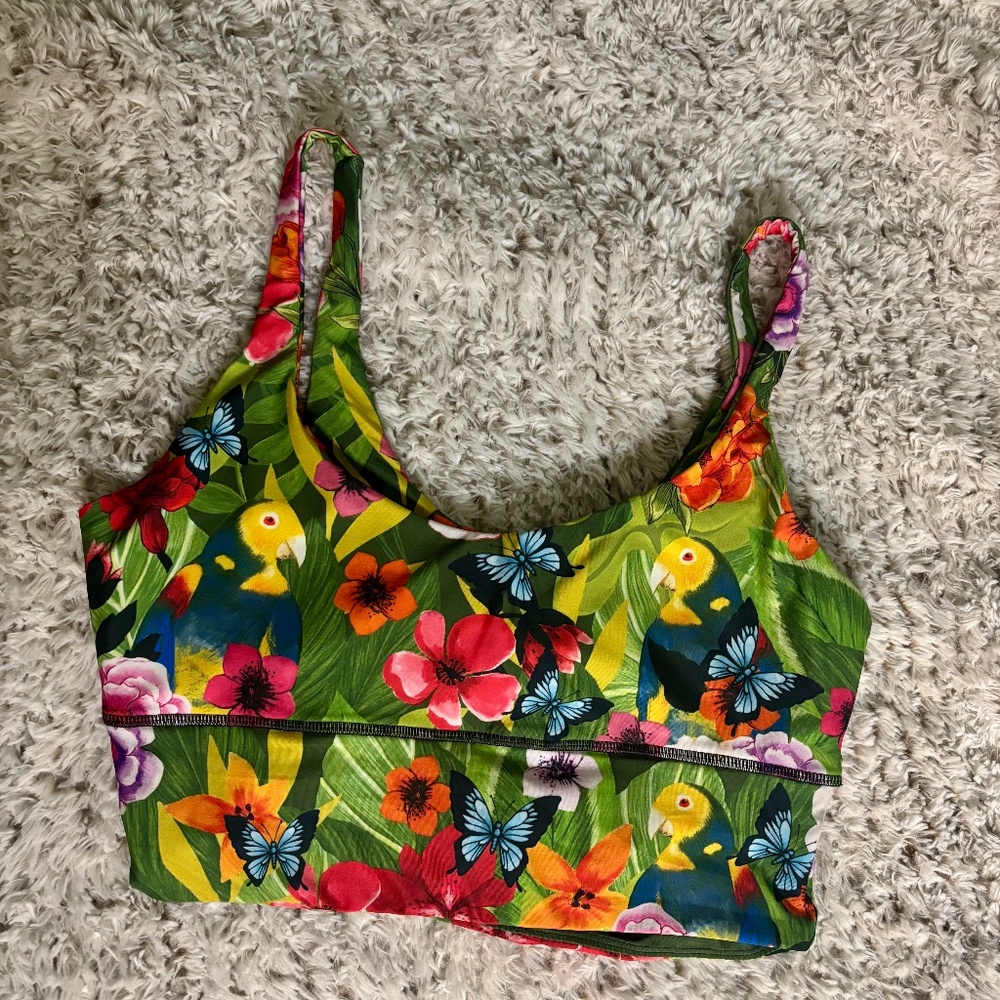 Yoga Democracy Sports Bra Tropical Print Size Large